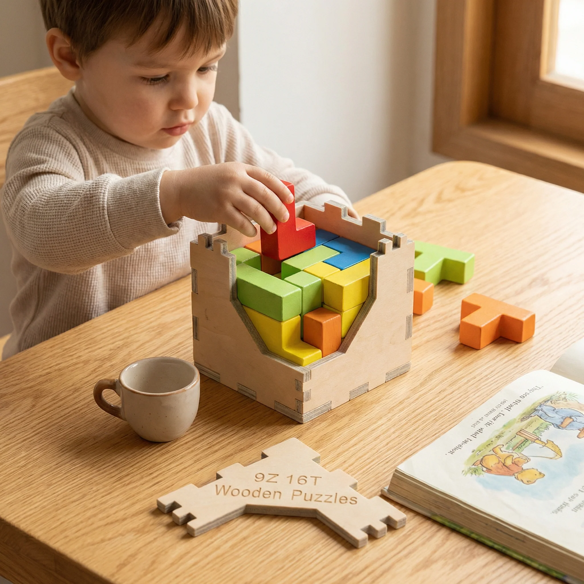 3D Wooden Logic Puzzle & Shape Challenge