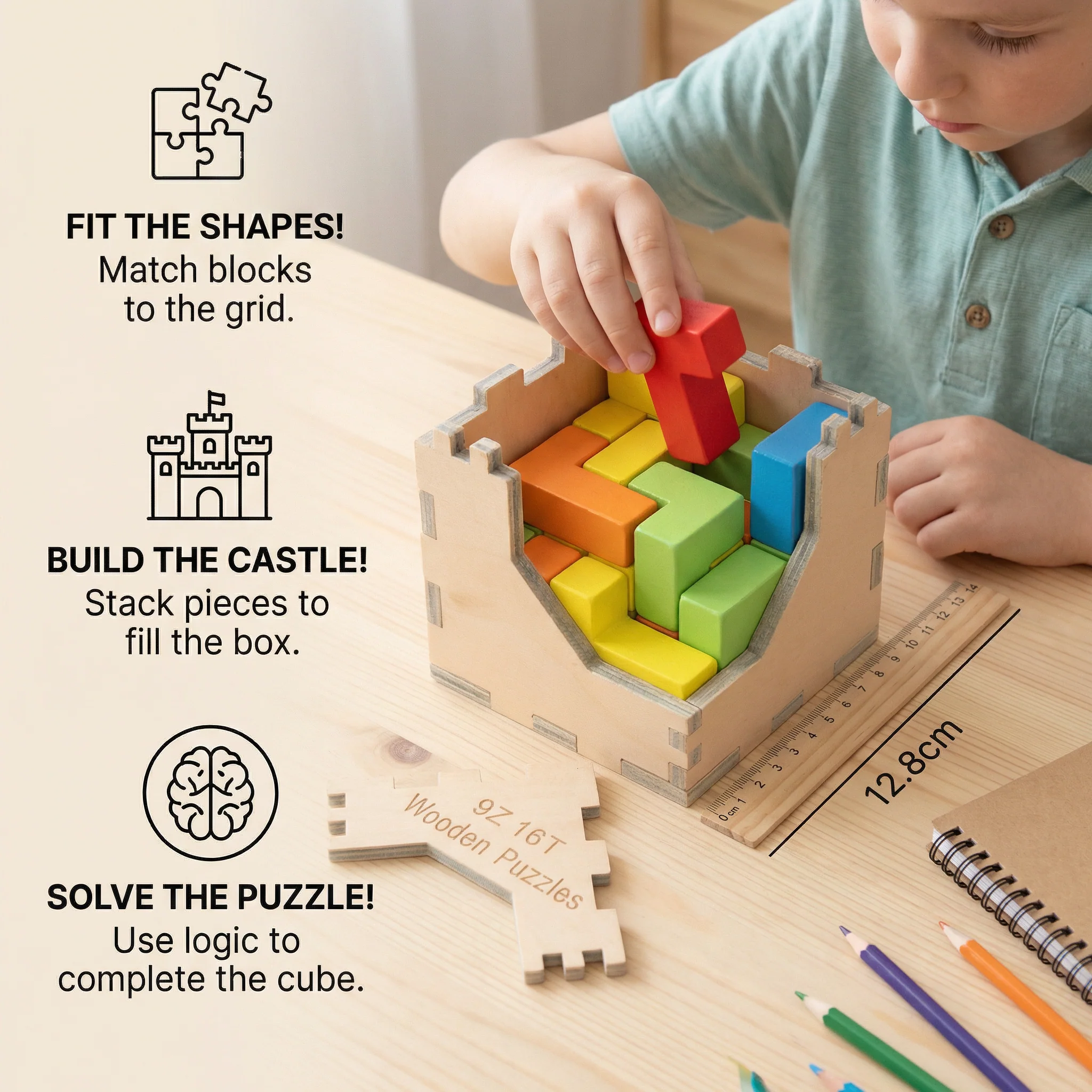 3D Wooden Logic Puzzle & Shape Challenge - Image 3
