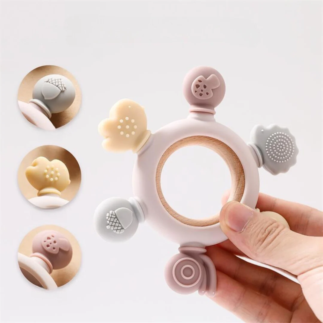 Baby Teething Toy Made of Wood and Silicone - Image 2