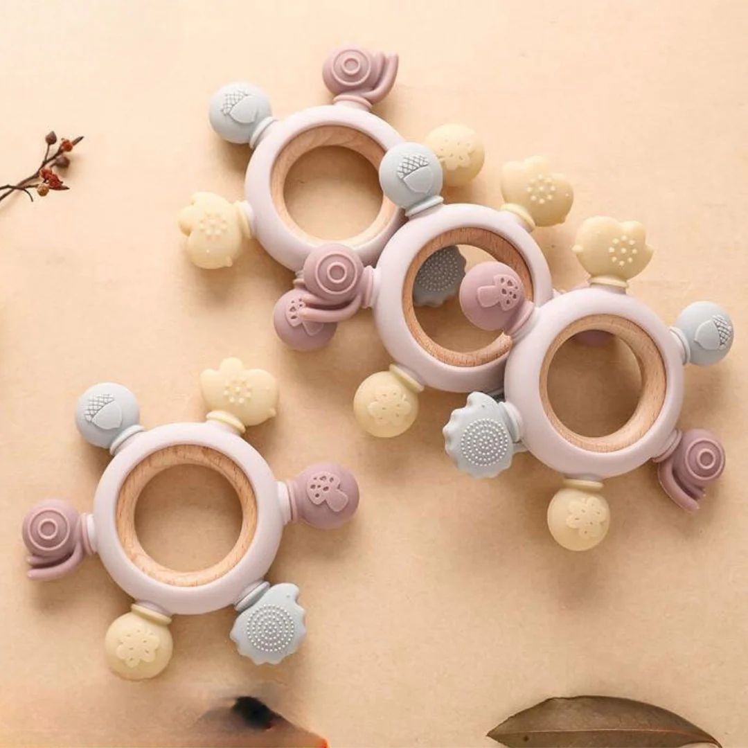 Baby Teething Toy Made of Wood and Silicone - Image 3