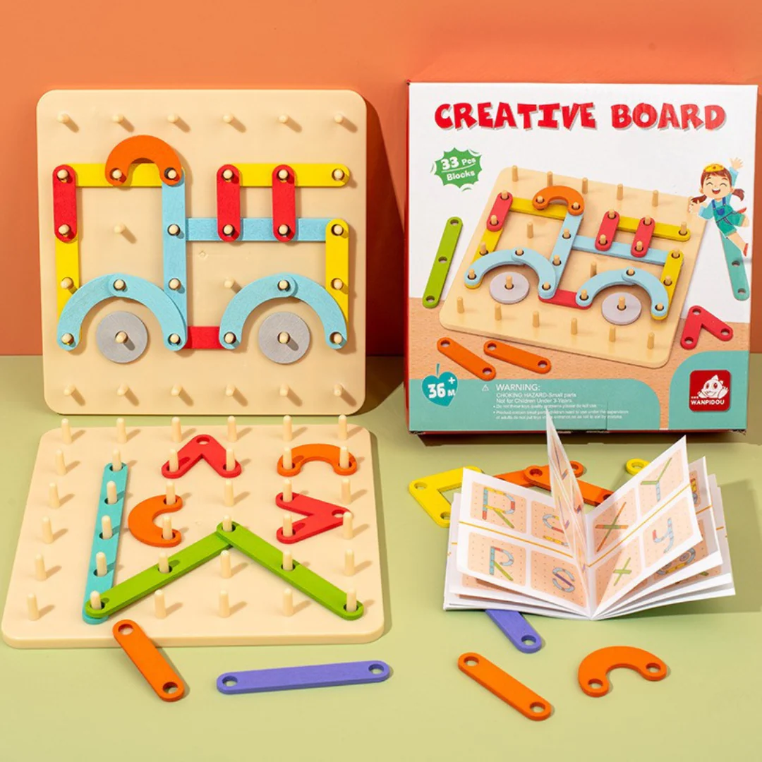 Creative Montessori wooden nail puzzle toy - Image 5