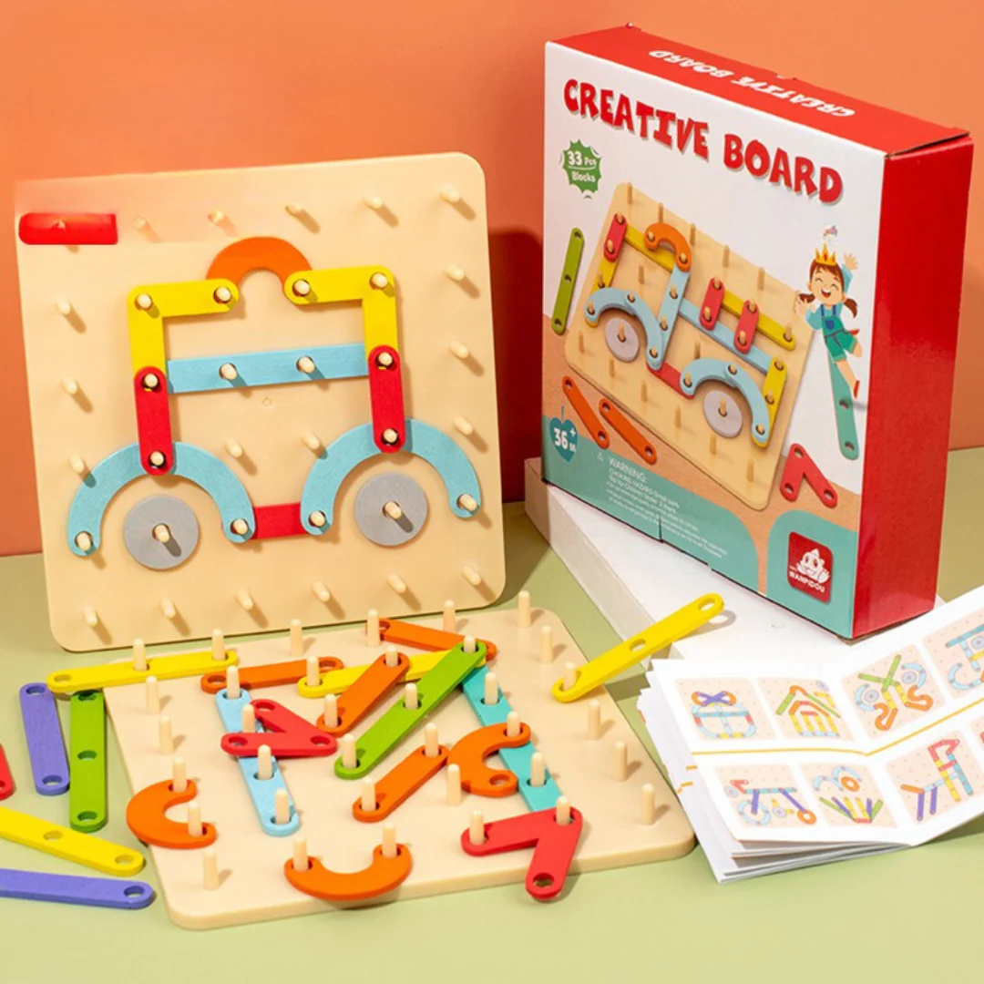 Creative Montessori wooden nail puzzle toy - Image 6