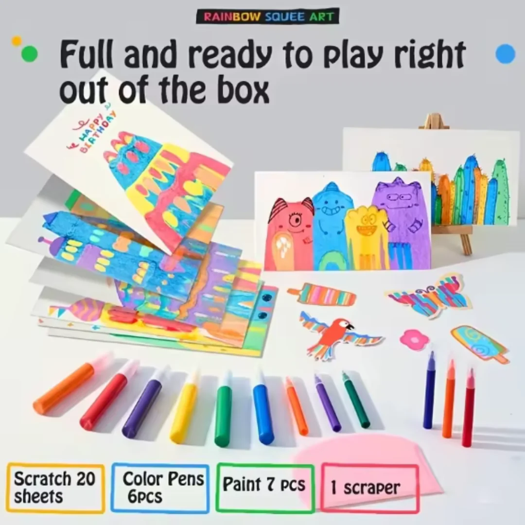 Creative Rainbow Colours Wipe Art Set - Image 4