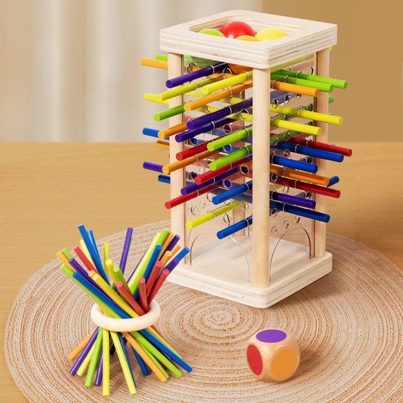 Educational 3-in-1 wooden ball and stick dexterity game - Image 3