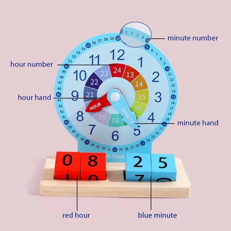 Educational Montessori clock & time learning toy - Image 2