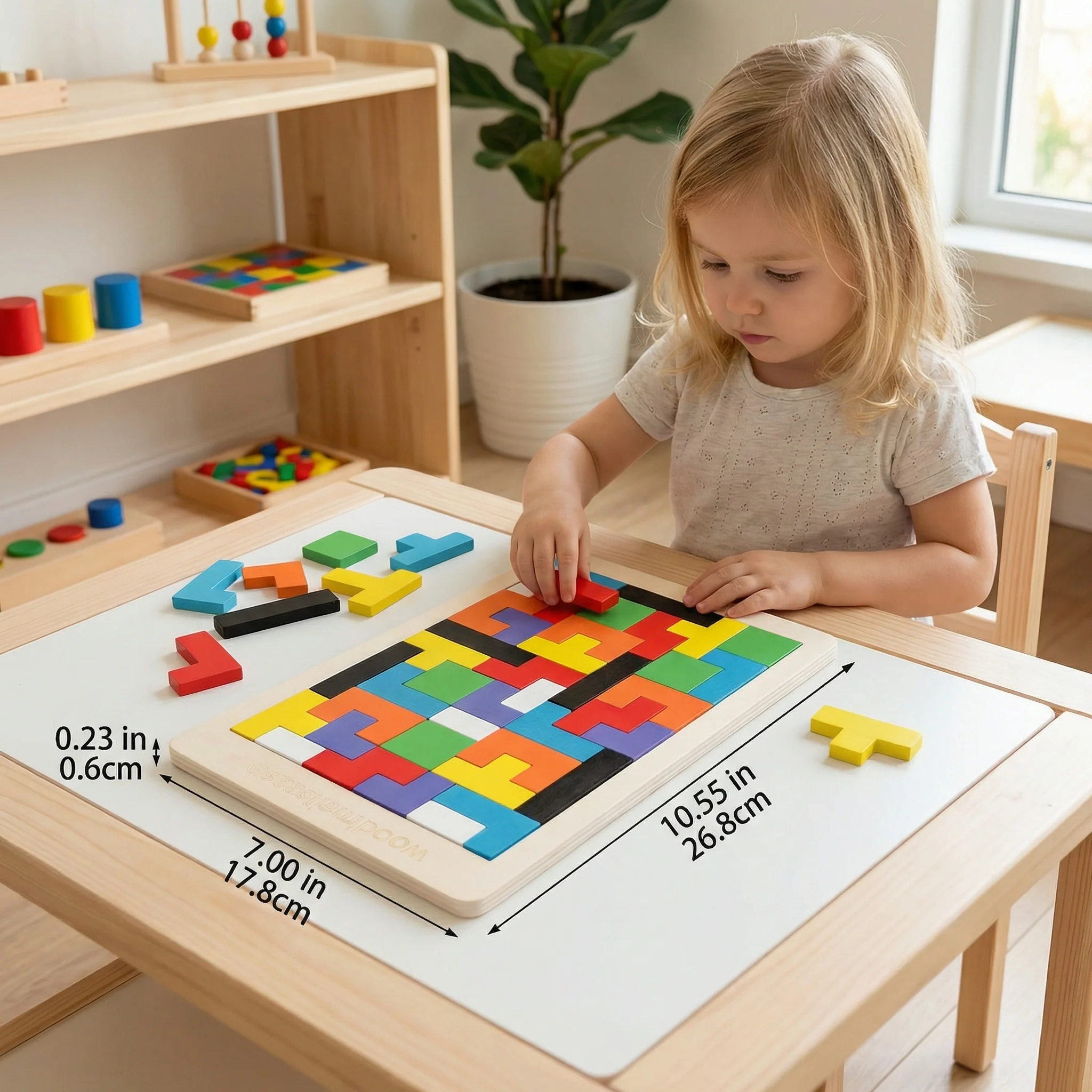 Educational Wooden Tangram Puzzle – Colourful Montessori Learning Toy for Kids - Image 5