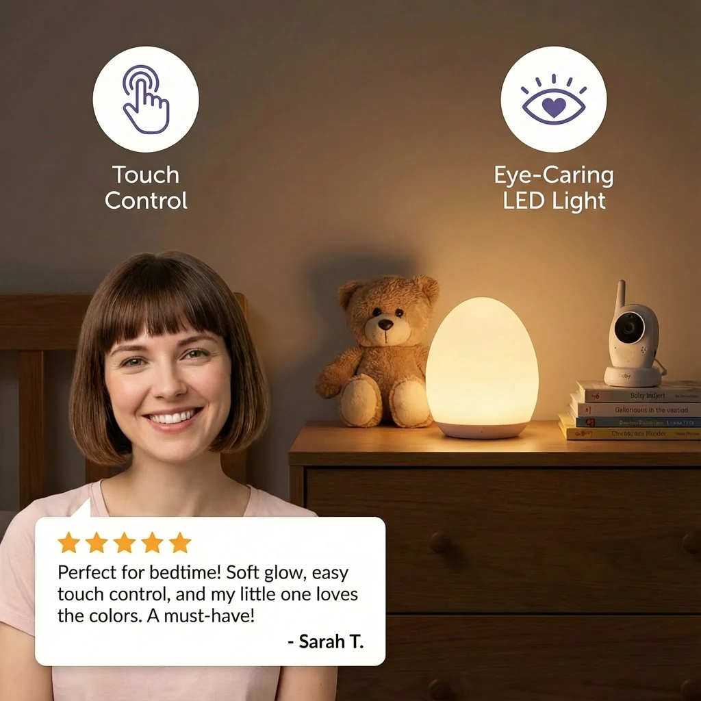 Egg-Shaped Silicone Night Light – Touch Control - Image 2