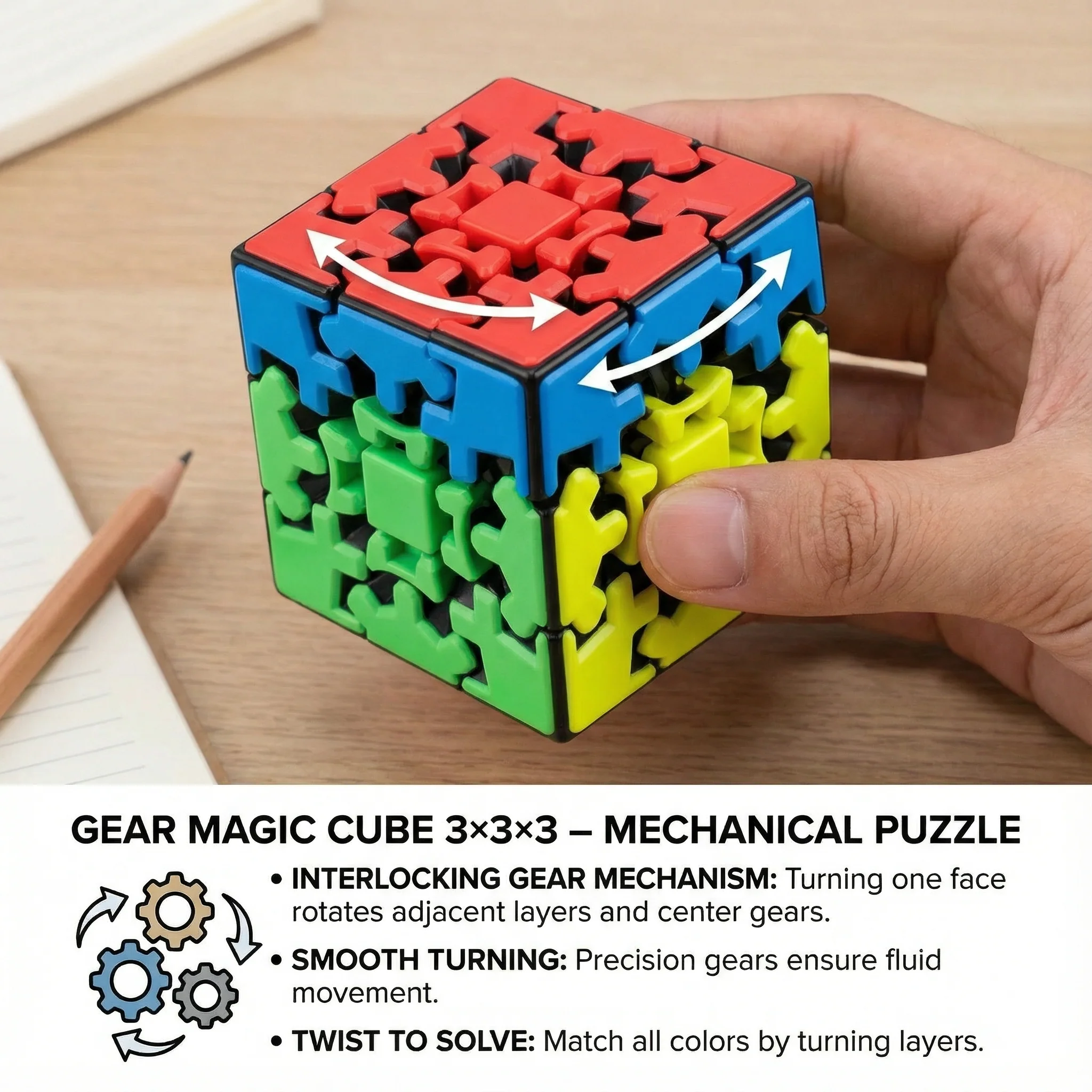 Gear Magic Cube 3×3×3 – Mechanical Puzzle Game - Image 3