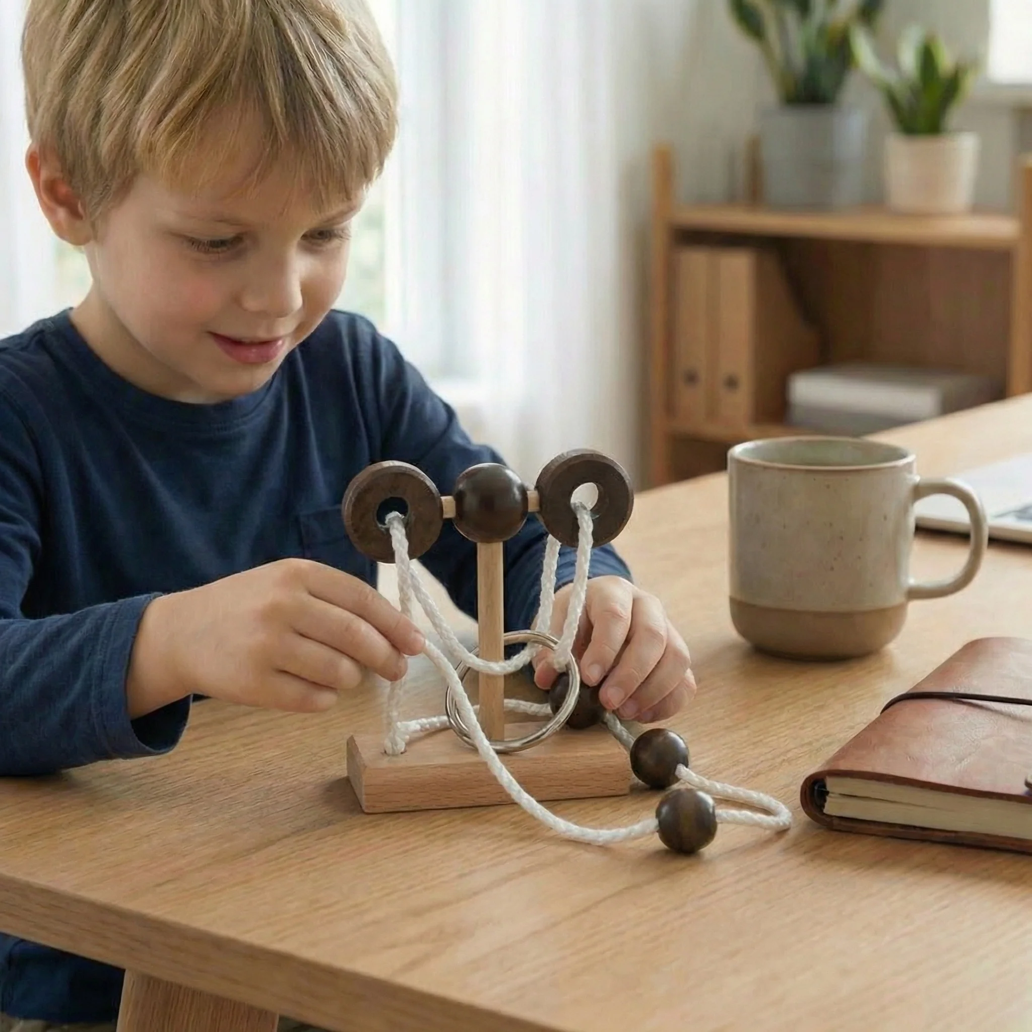 Handmade Wooden Rope Brain Teaser – Logic Puzzle Game for the Whole Family - Image 11