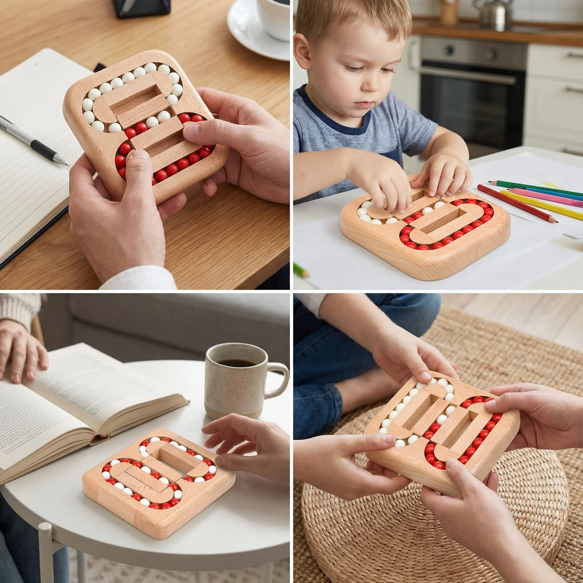 Handmade Wooden Rotating Bean Toy – Educational Thinking & Focus Game - Image 4