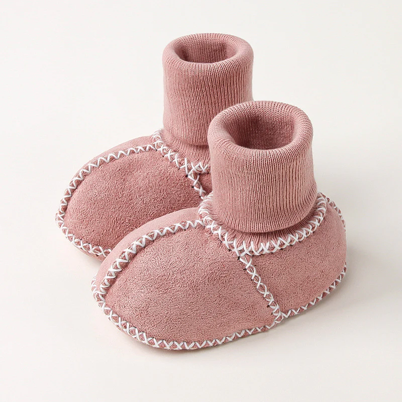 Lined baby winter sock shoes in suede look - Image 6