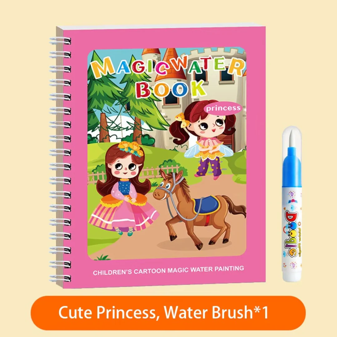 Magic Self Erasing Water Painting Book Set with Water Brush (Set of 6) - Image 2