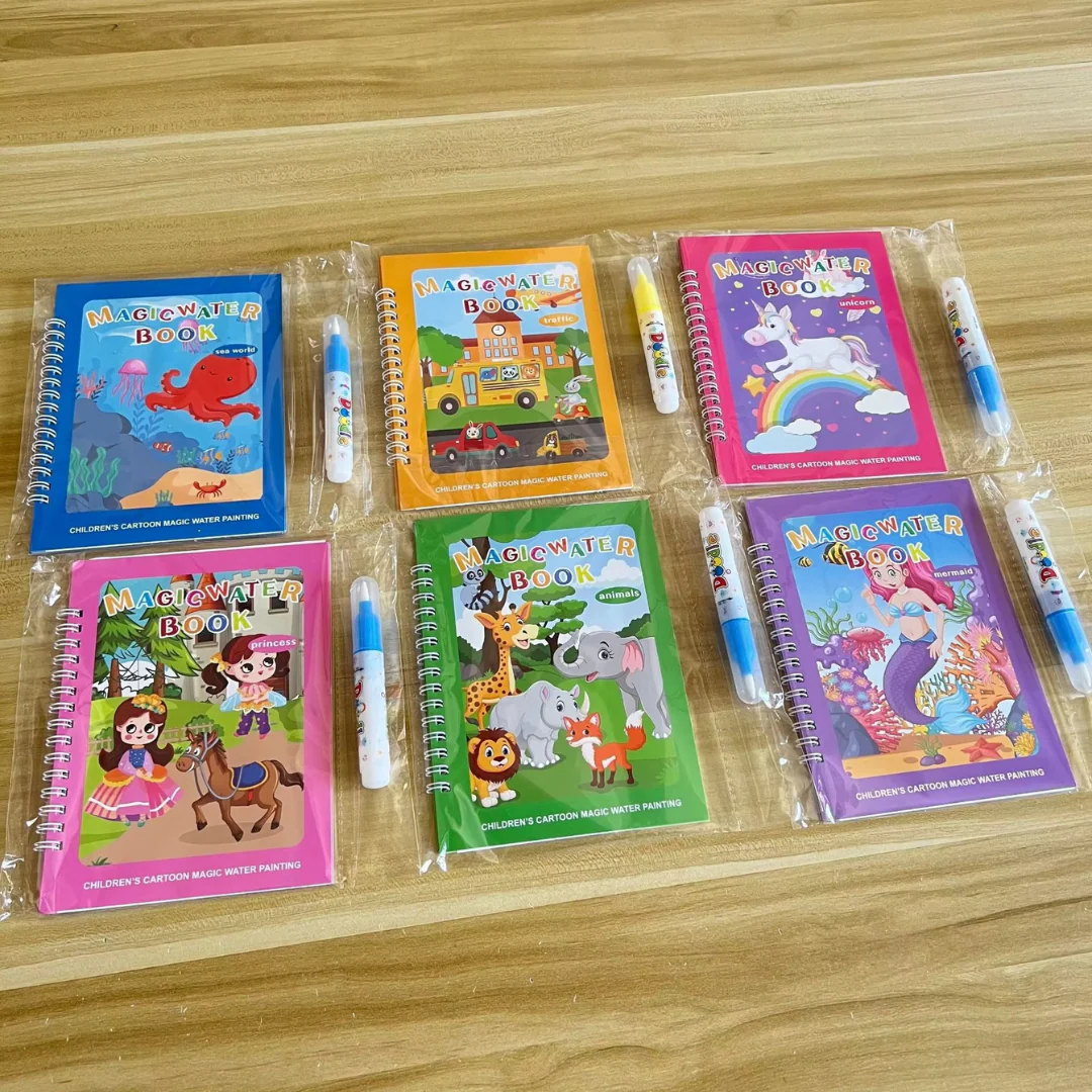 Magic Self Erasing Water Painting Book Set with Water Brush (Set of 6) - Image 4