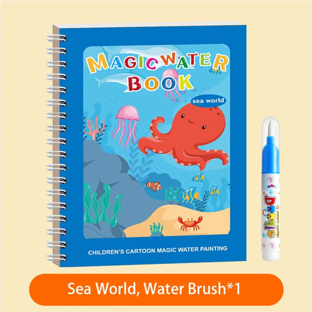 Magic Self Erasing Water Painting Book Set with Water Brush (Set of 6) - Image 6