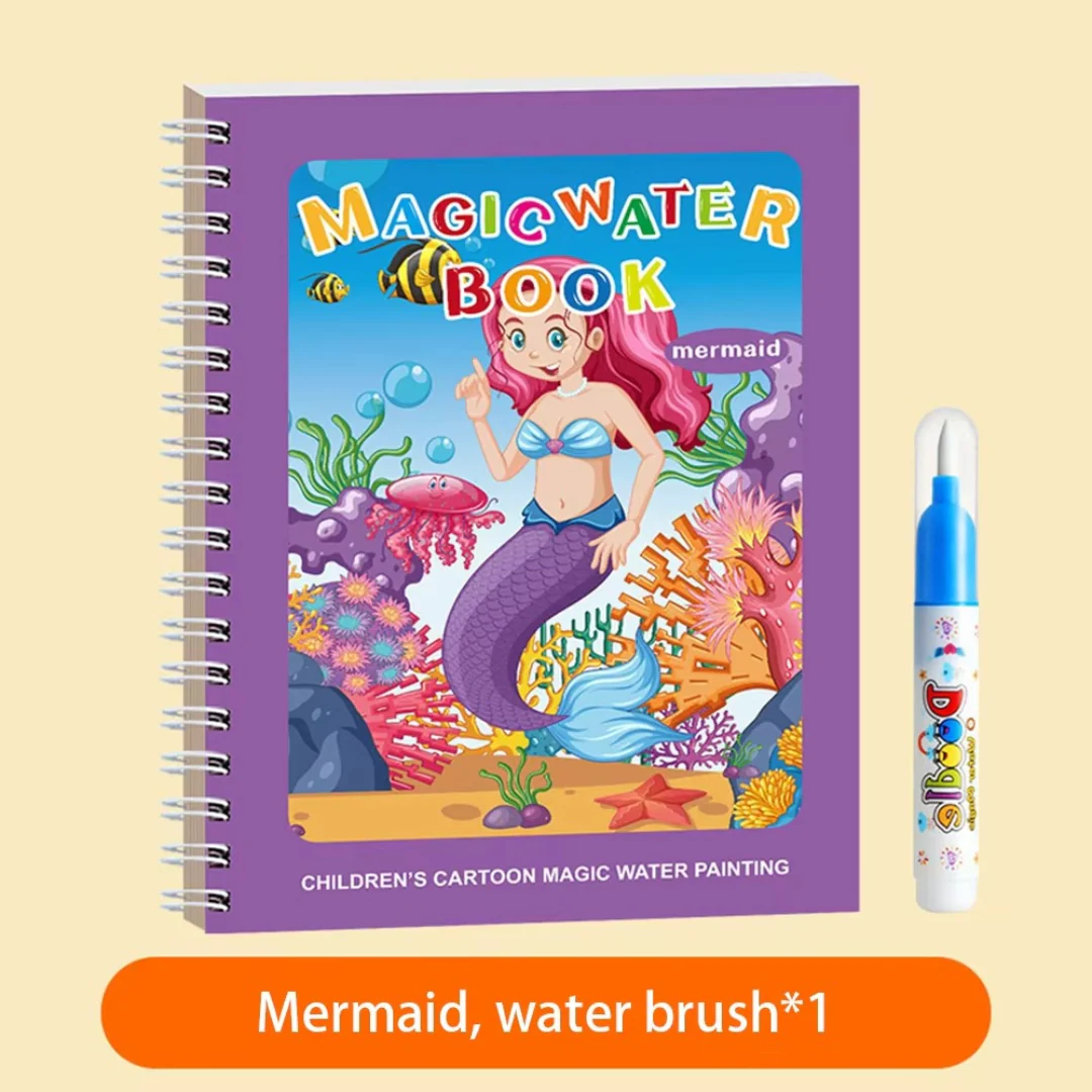 Magic Self Erasing Water Painting Book Set with Water Brush (Set of 6) - Image 7