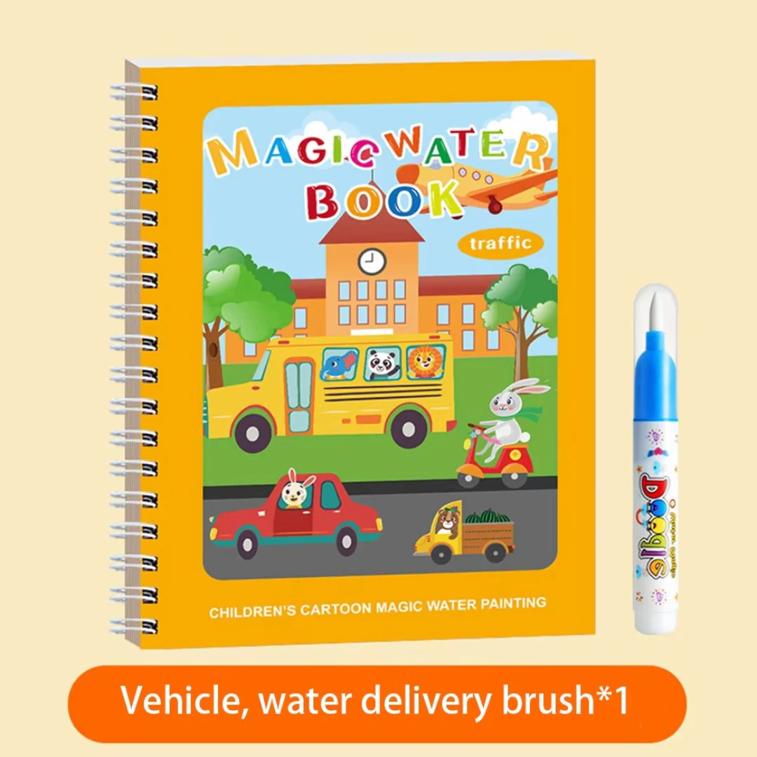 Magic Self Erasing Water Painting Book Set with Water Brush (Set of 6) - Image 9