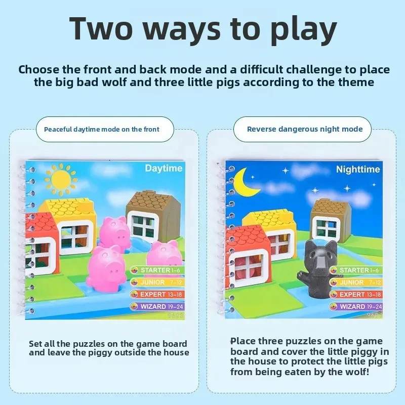 Montessori 3 Little Pigs and the Wolf Puzzle and Skill Game - Image 2
