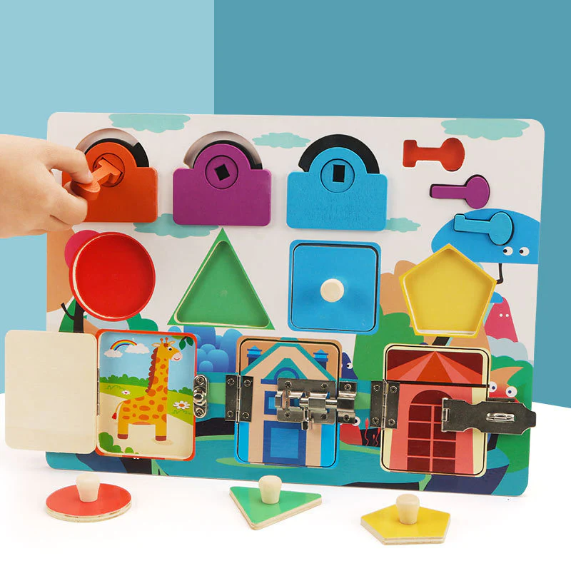 Montessori Busy Board Puzzle – Early Education Key Lock Unlock Toy for Boys and Girls - Image 3