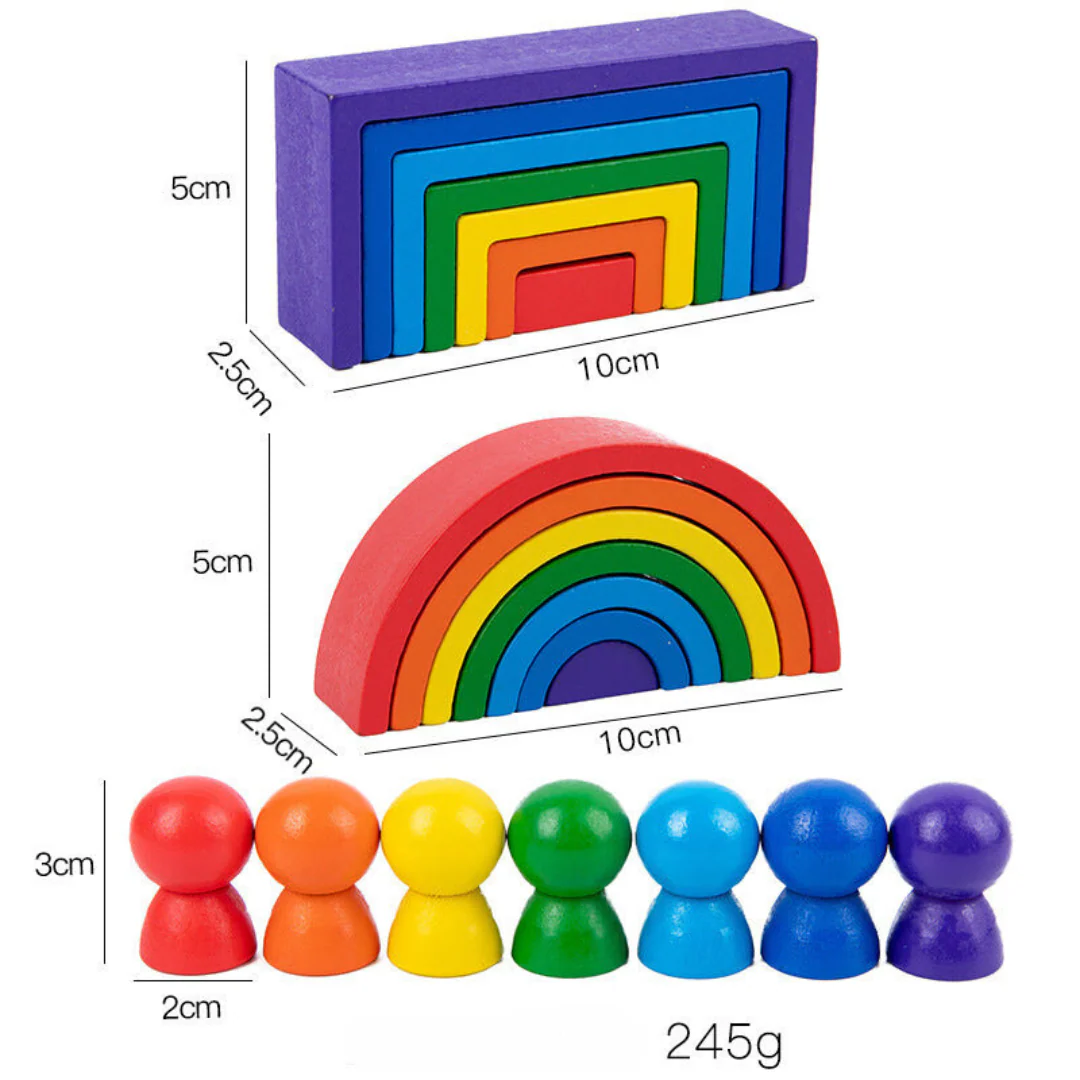 Montessori Colored Wooden Building Blocks - Image 9