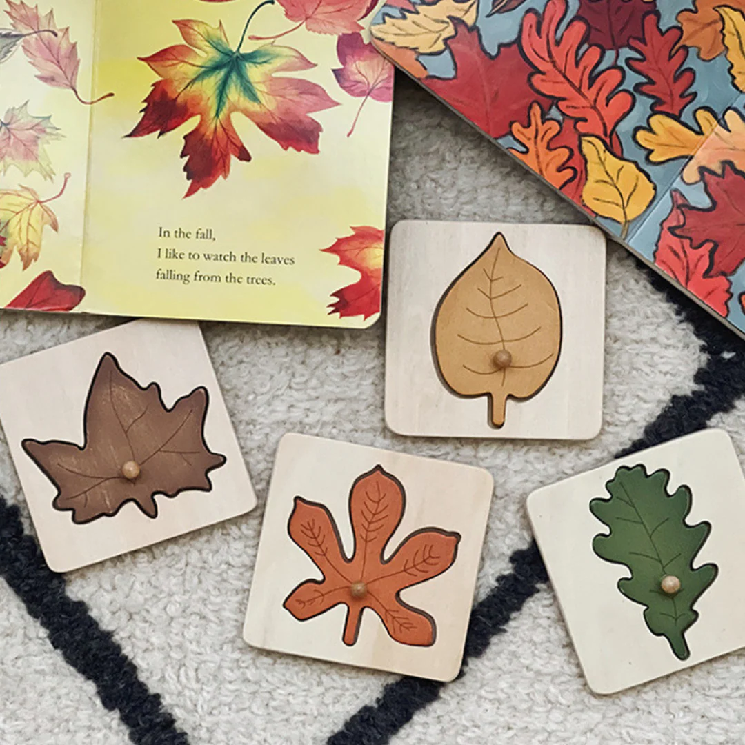 Montessori leaves puzzle made of wood - Image 2