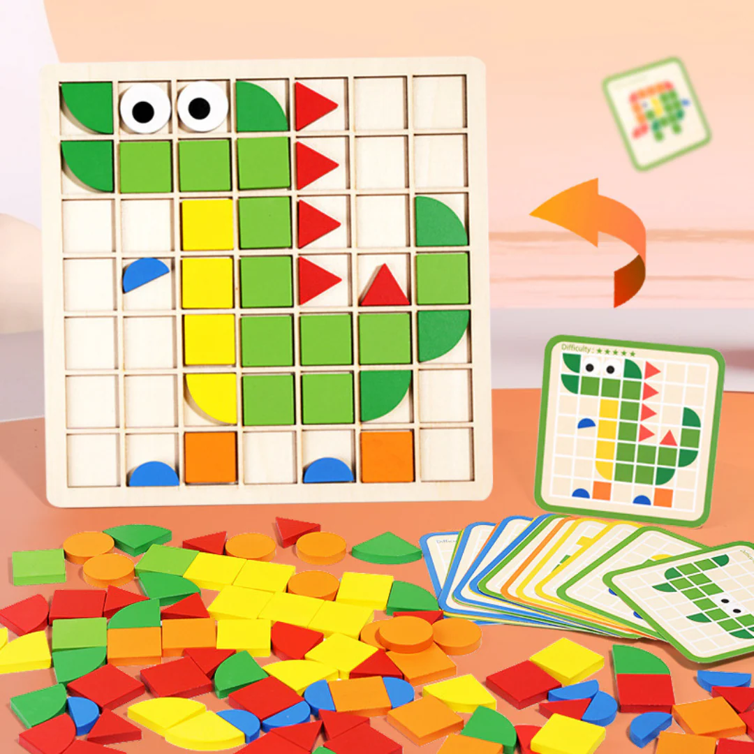 Montessori Mosaic Puzzle Colours and Shapes Game - Image 2