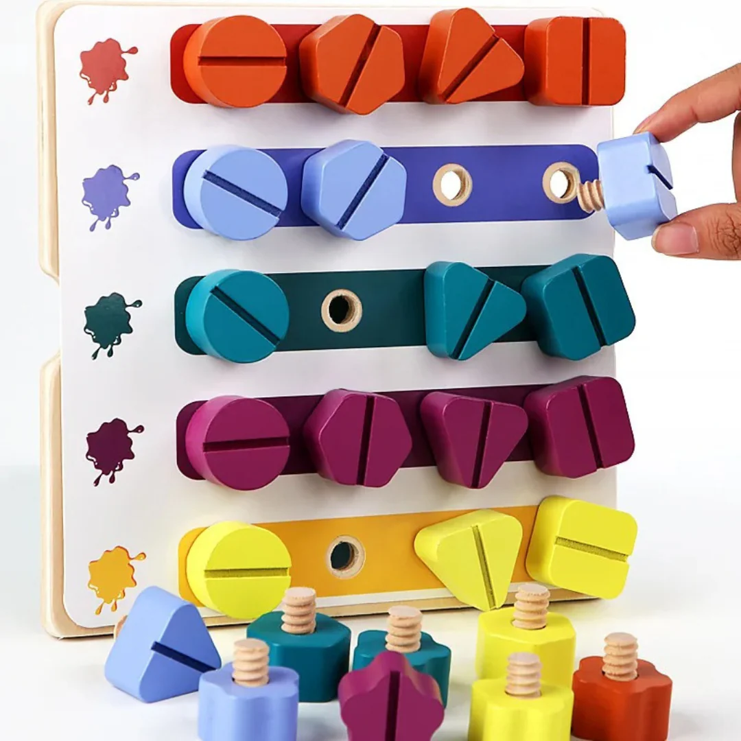 Montessori Screw, Wood, and Color Toy