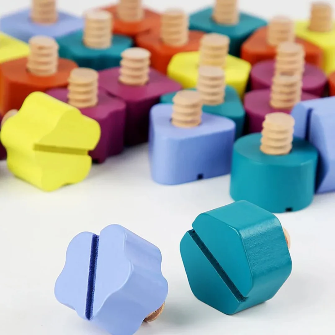 Montessori Screw, Wood, and Color Toy - Image 10