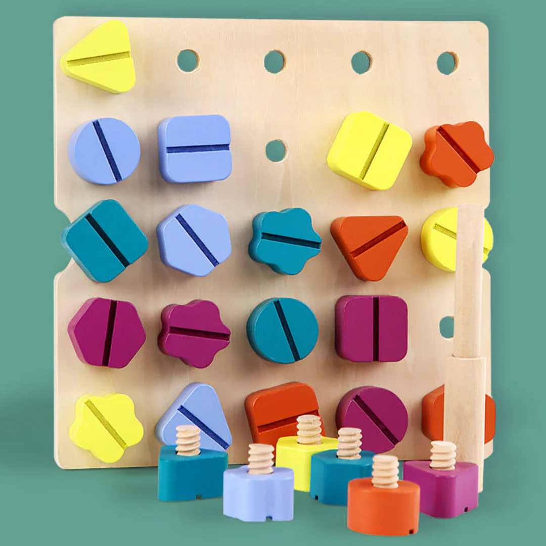 Montessori Screw, Wood, and Color Toy - Image 3