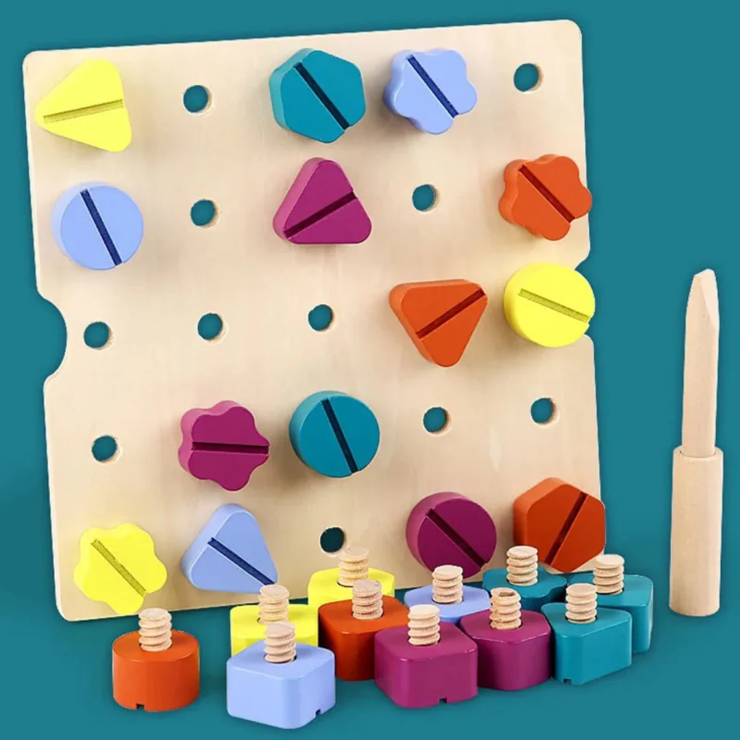 Montessori Screw, Wood, and Color Toy - Image 6