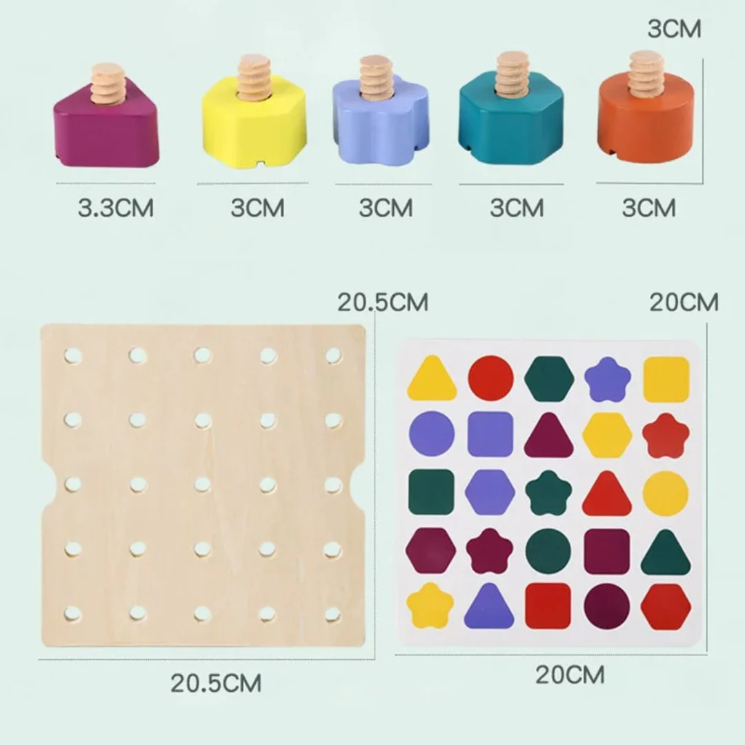 Montessori Screw, Wood, and Color Toy - Image 7