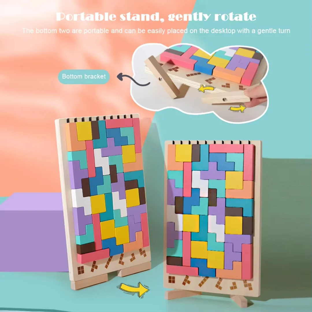 Montessori wooden blocks and shapes game - Image 4