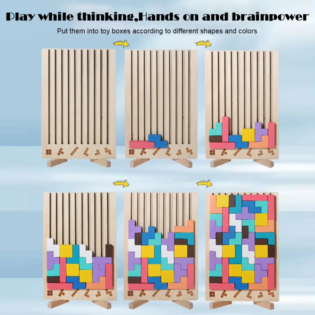 Montessori wooden blocks and shapes game - Image 5
