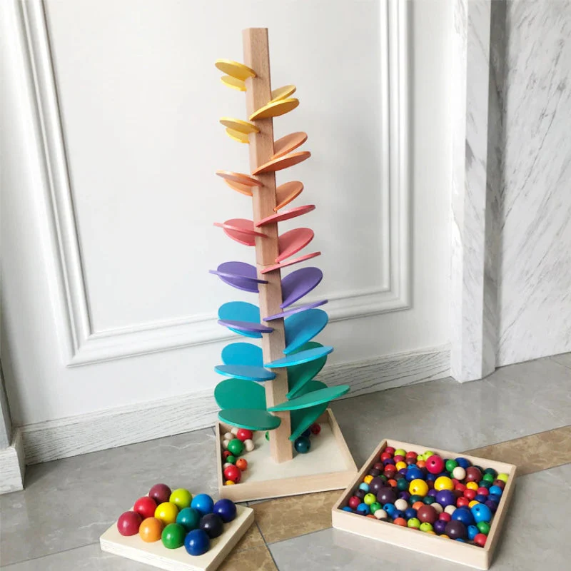 Montessori Wooden Marble Tower - Image 3