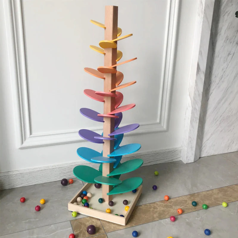 Montessori Wooden Marble Tower - Image 4