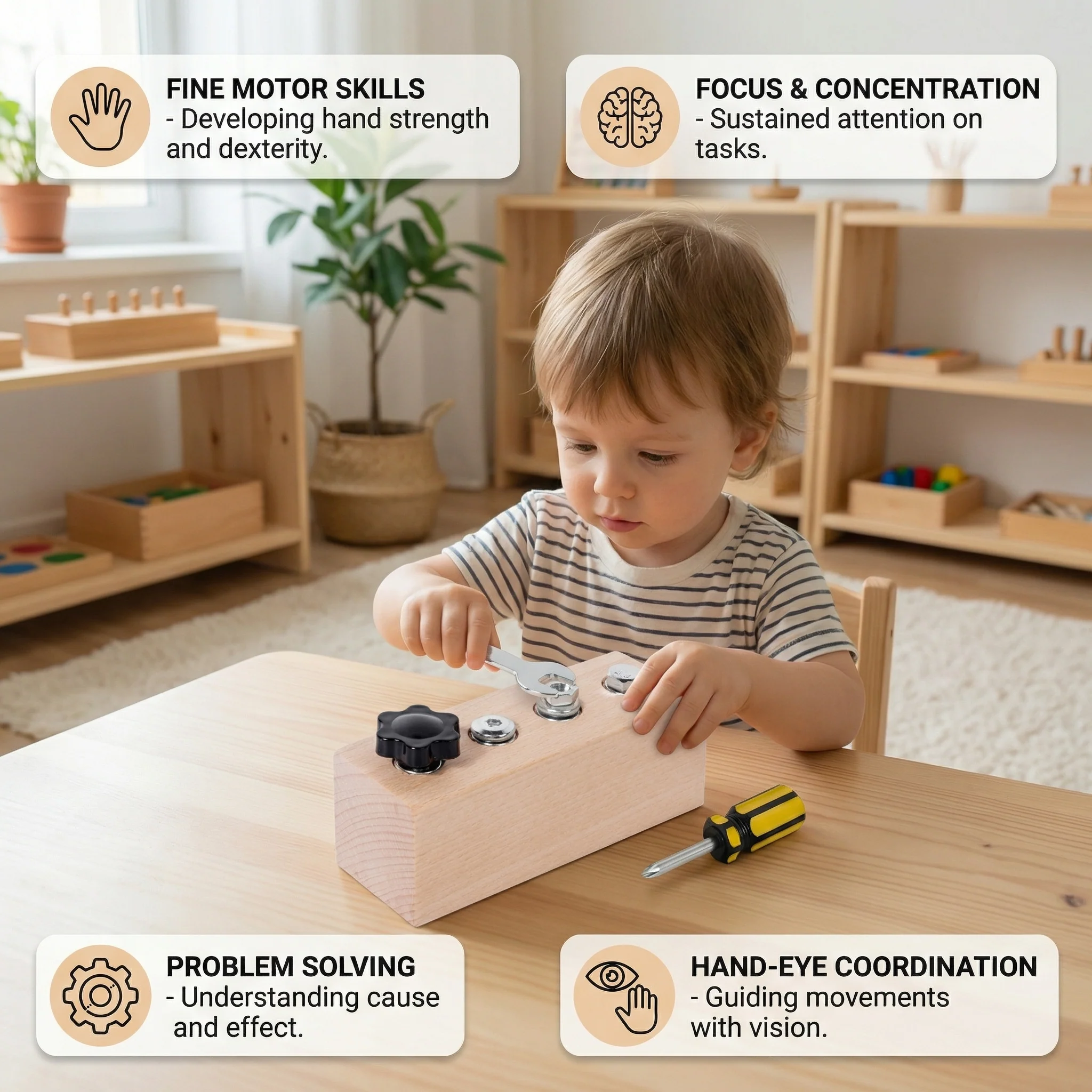 Montessori Wooden Screw & Nut Toy – Fine Motor Skills & Focus Training for Kids - Image 3