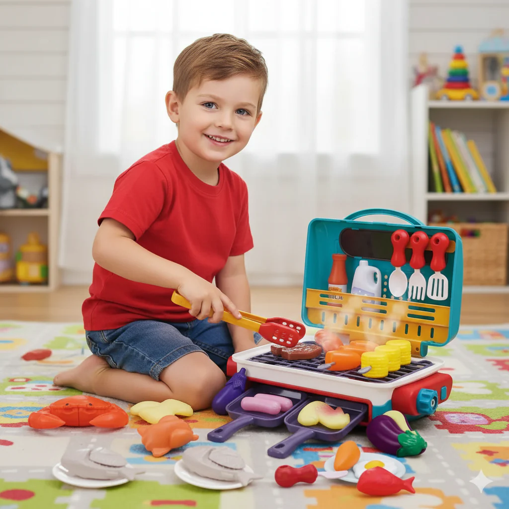 My first BBQ grill – children's kitchen with smoke effect and colour-changing food