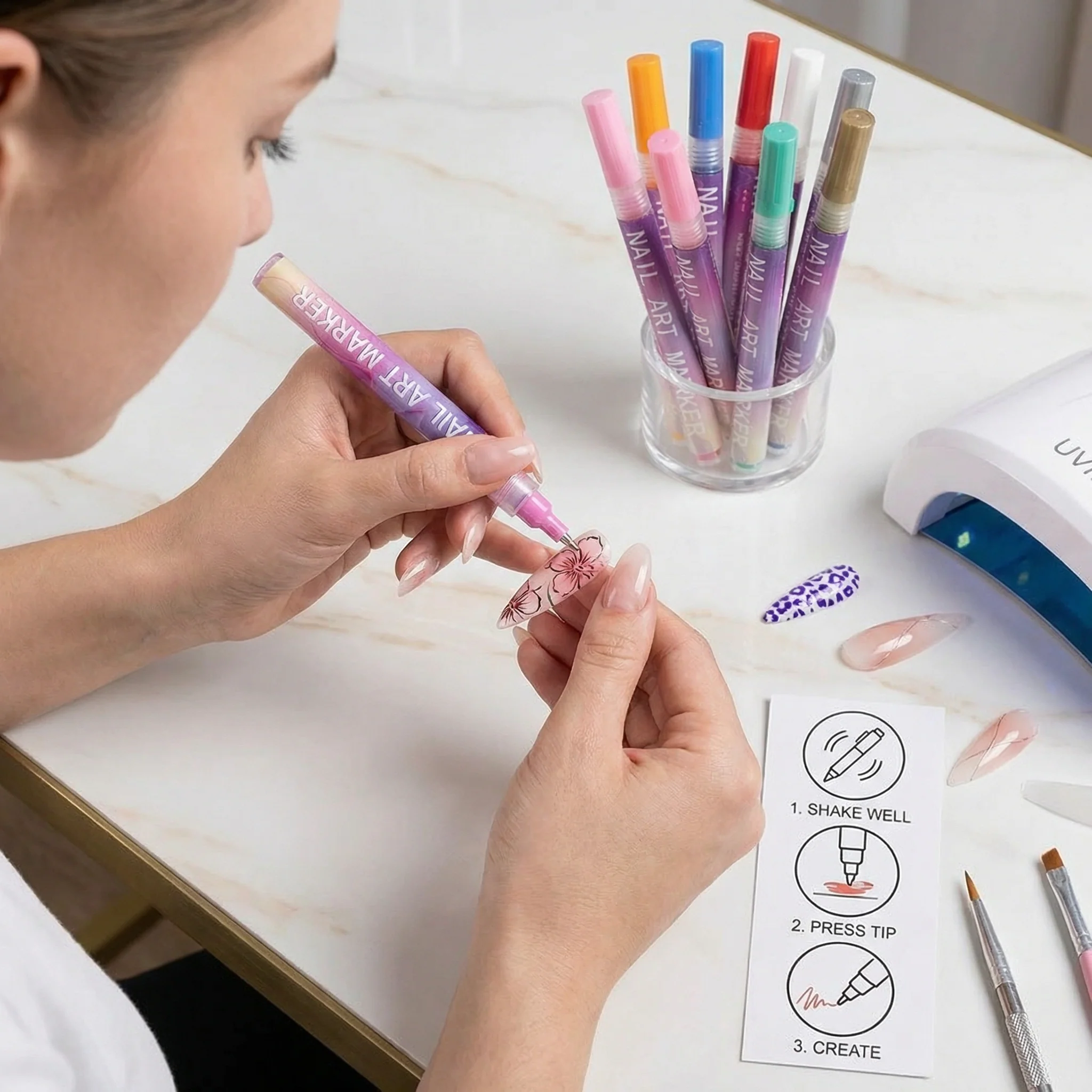 Nail Art Marker Set with Precision Tip – Acrylic Pens for Detailed Nail Designs - Image 3