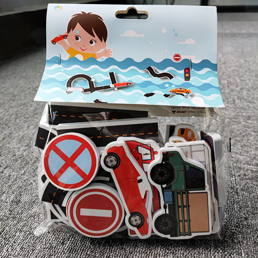 Self-adhesive Roads & Car Bath Toy - Image 3