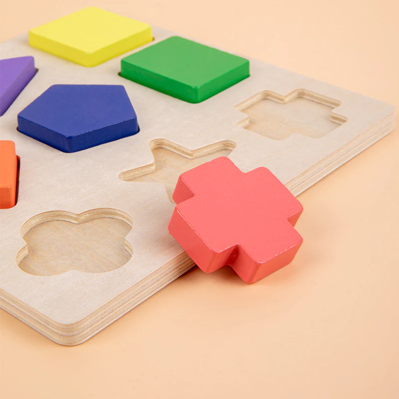 Simple Montessori Shapes and Colors Wooden Puzzle for Toddlers - Image 3