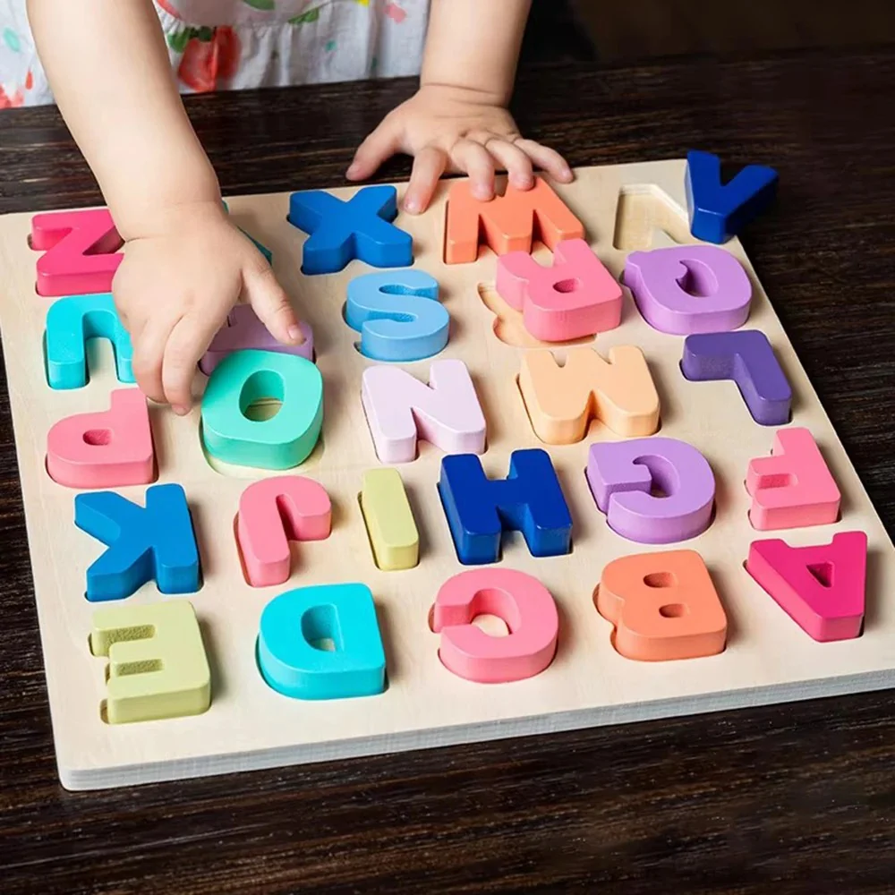 Simple Wooden Shapes, Numbers, and Letters Puzzle - Image 2