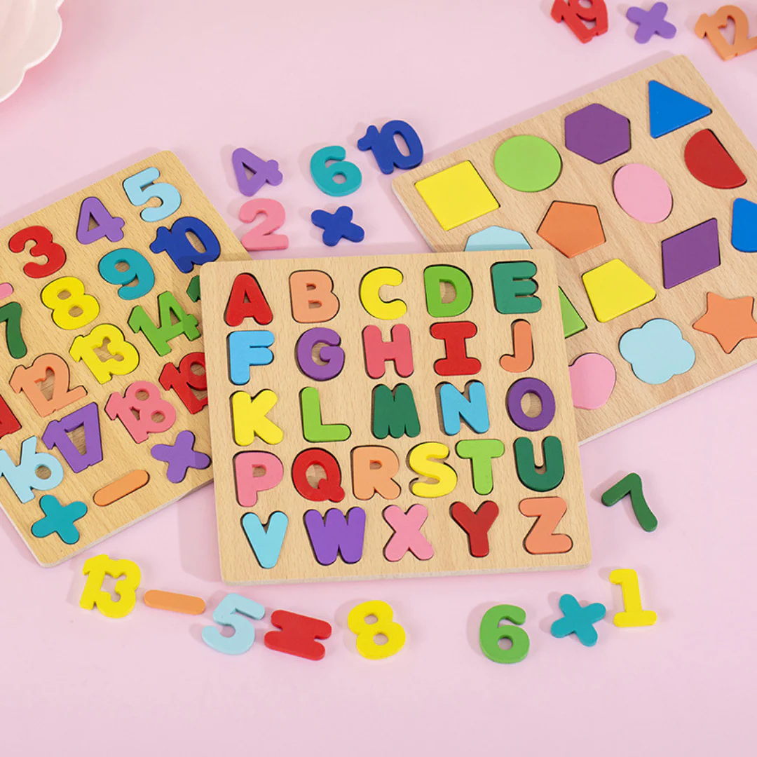 Simple Wooden Shapes, Numbers, and Letters Puzzle - Image 5