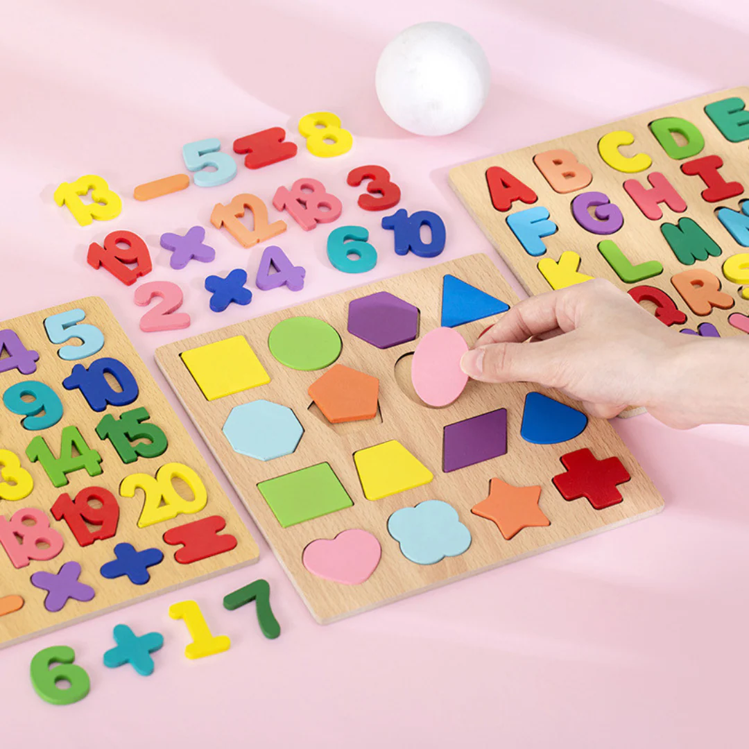 Simple Wooden Shapes, Numbers, and Letters Puzzle - Image 7