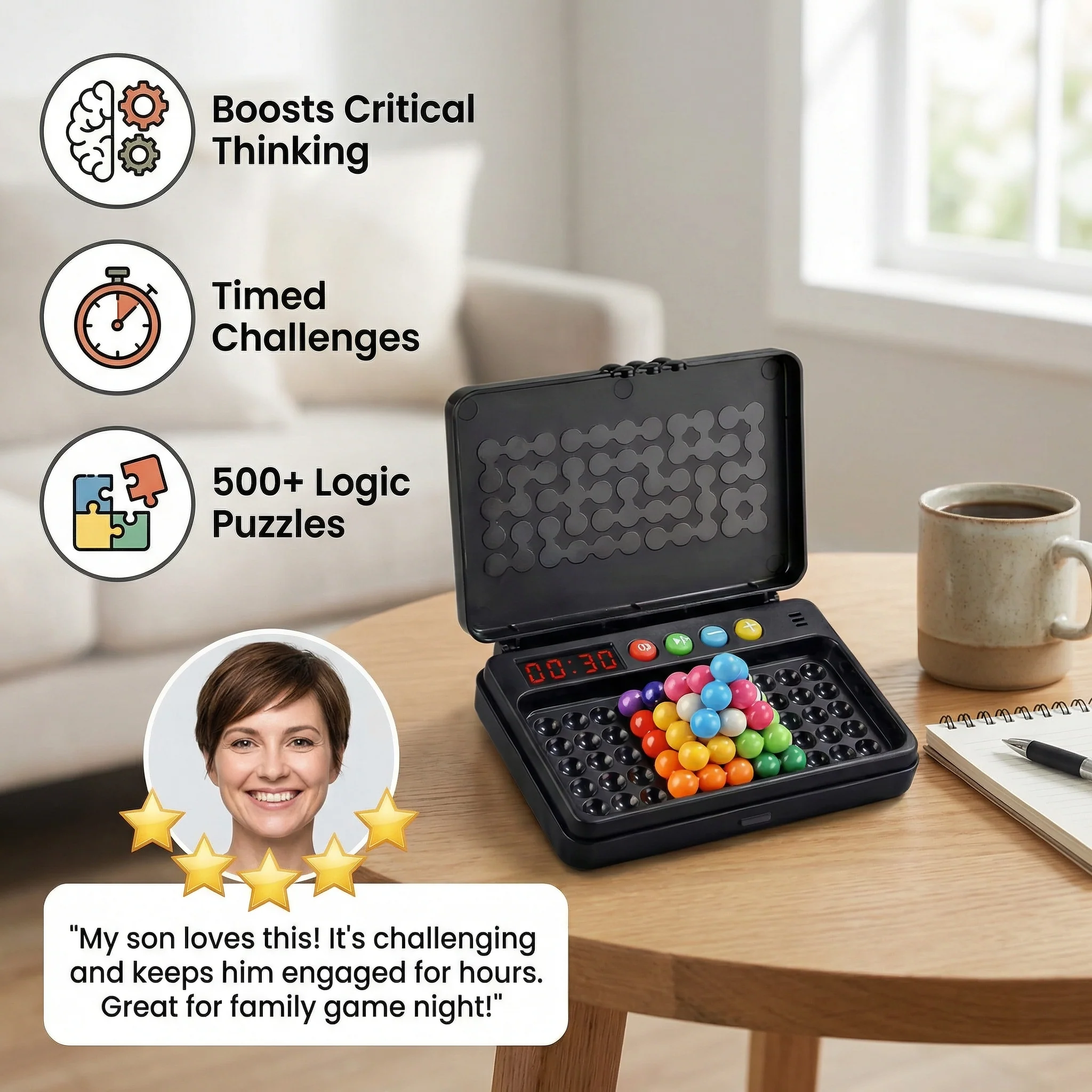 Smart Kids Brain Game – 500 Logic Puzzles with Timer - Image 2