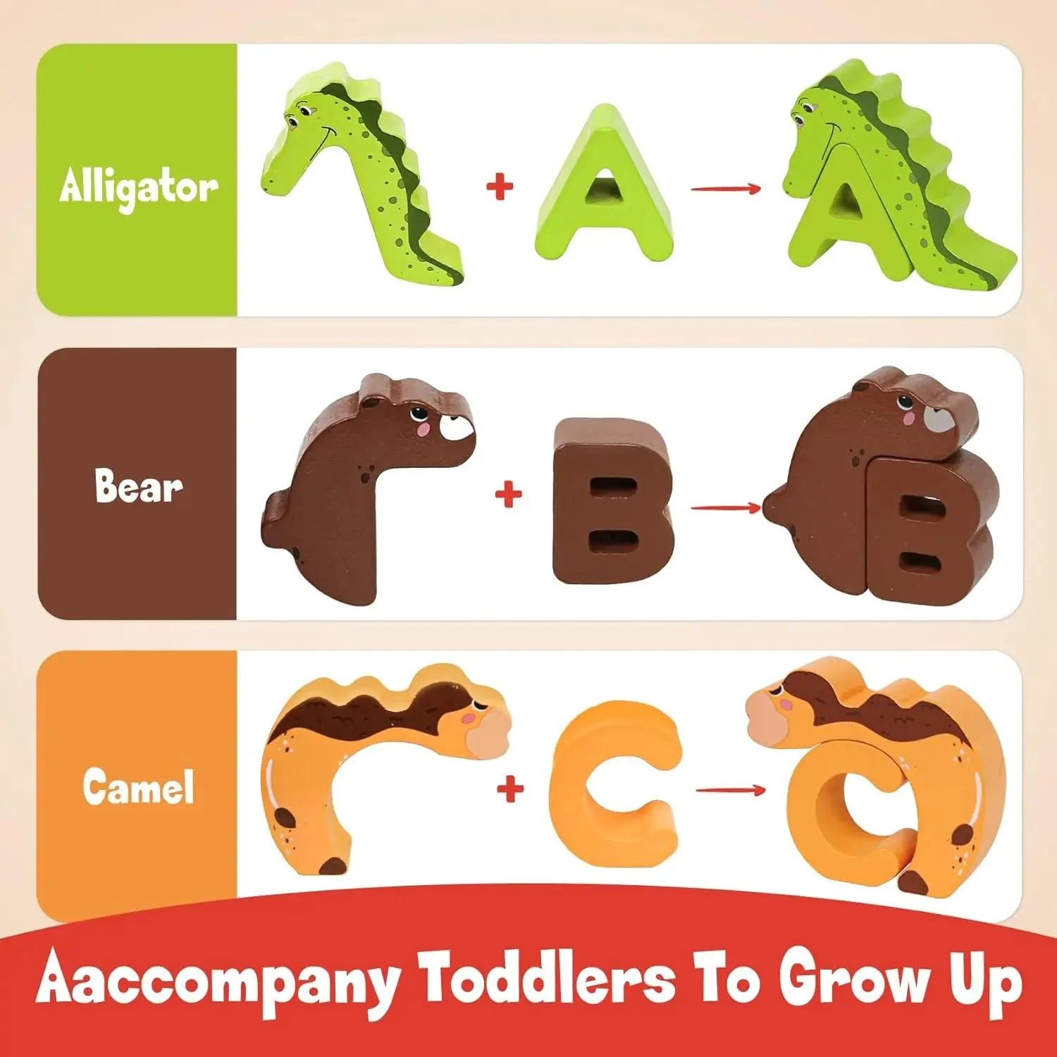 Wooden animal alphabet puzzle - A to Z learning toy for kids - Image 5