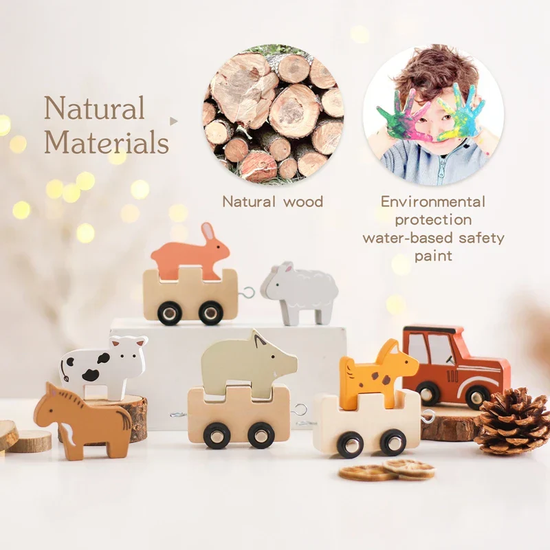 Wooden Farm Animal Train Set - Image 3
