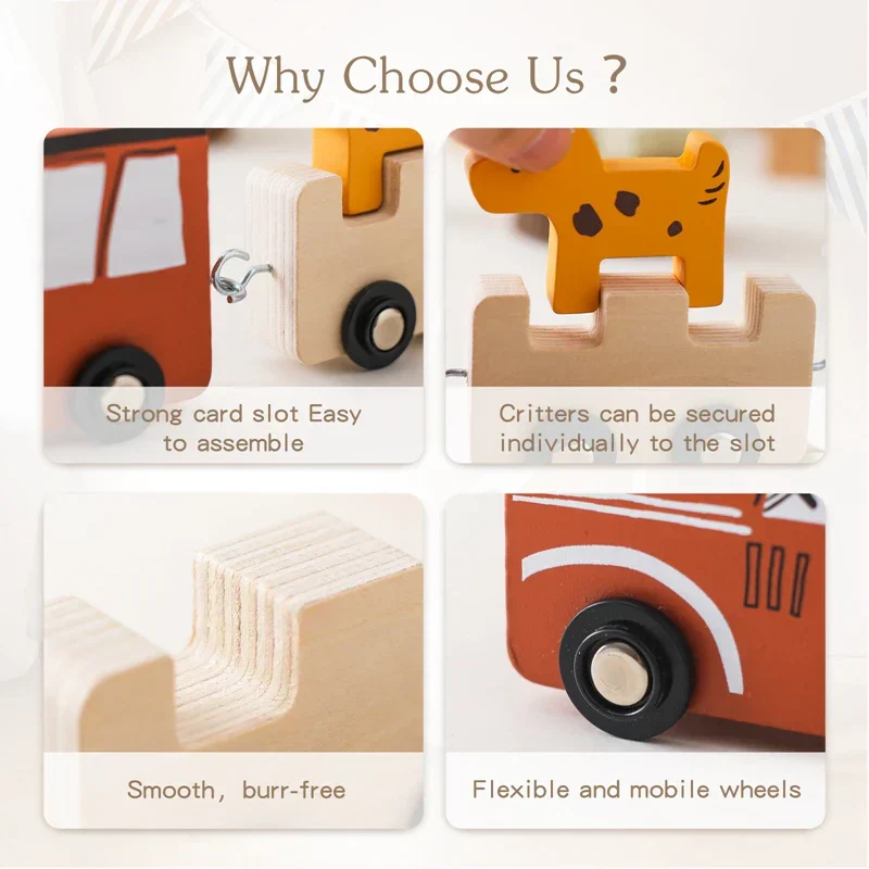 Wooden Farm Animal Train Set - Image 4